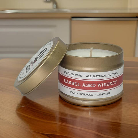 Barrel-Aged Whiskey Travel Candle - Soy Candle - Wine Candle