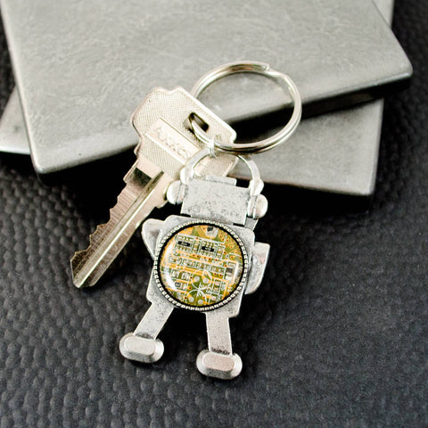 Recycled Circuit Robot Keychain