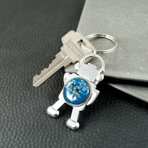 Recycled Circuit Robot Keychain