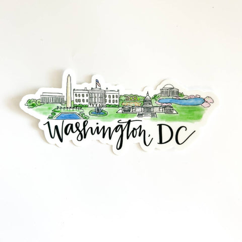 Sticker with Washington DC landmarks on a white background