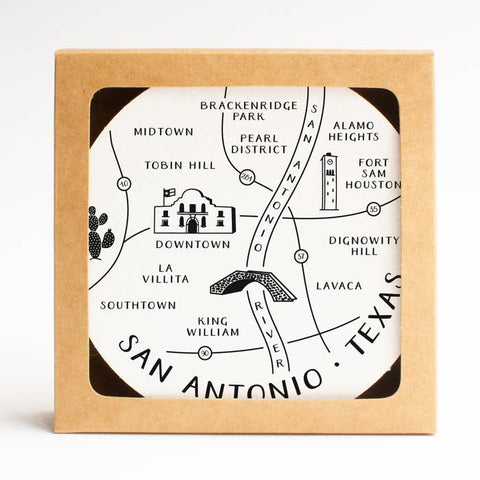 Texas City Neighborhoods Map Coaster Set