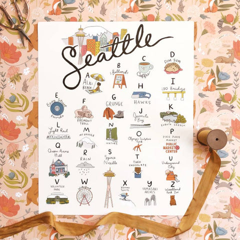 City and State Alphabet Art and Map Prints