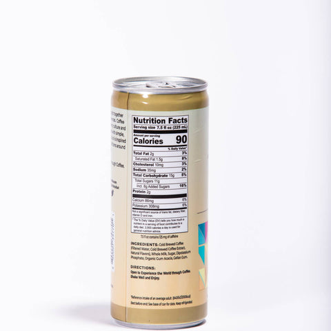 Can with nutrition facts label on a white background