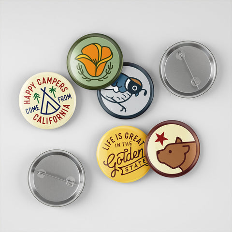 Custom Set of California Buttons & Logo'd Button