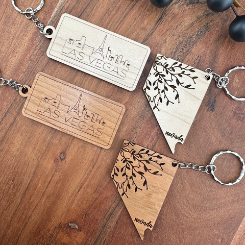 Las Vegas & Nevada Wooden Keychains