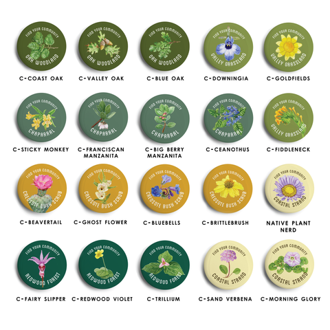 California Flora & Fauna Round Magnets