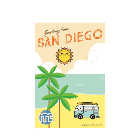 IEEE Custom San Diego Postcard & Enamel Pin Set