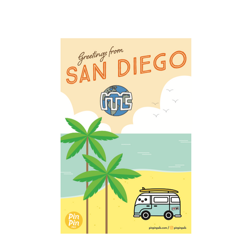 IEEE Custom San Diego Postcard & Enamel Pin Set