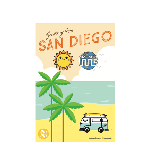 IEEE Custom San Diego Postcard & Enamel Pin Set