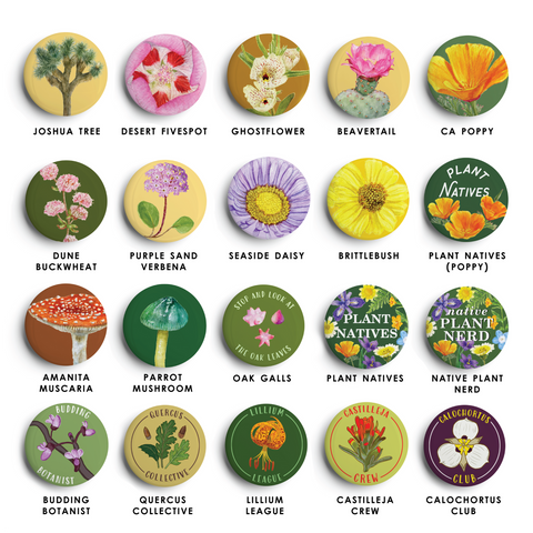 California Flora & Fauna Pinback Buttons
