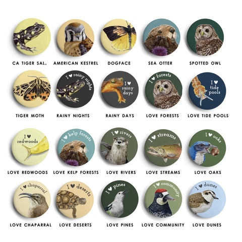 California Flora & Fauna Round Magnets
