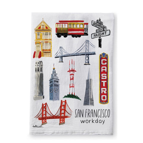Workday San Francisco Collage Tea Towel
