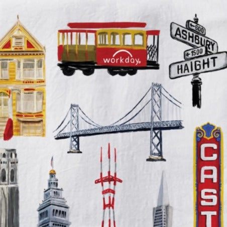 Landmark Collage Tea Towel