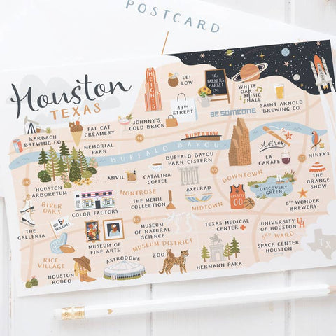 Texas City Map Postcards