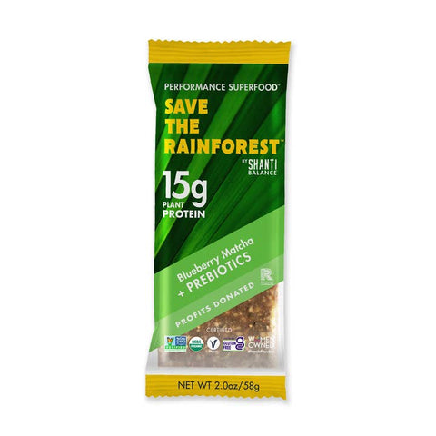 Green protein bar packaging with text on a white background