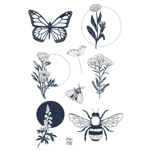 Wildflower Temporary Tattoo Sheet