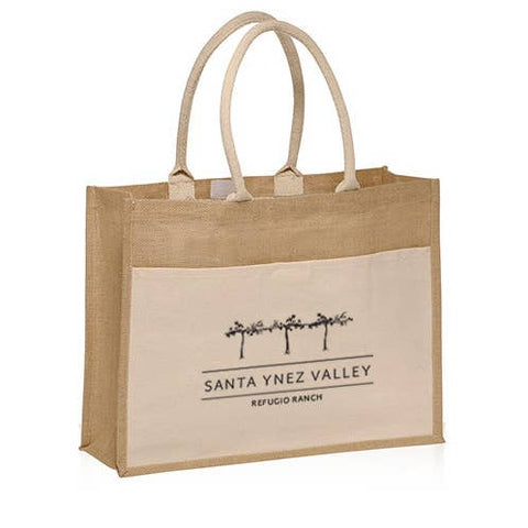 Vista Jute Canvas Pocket Tote with Velcro
