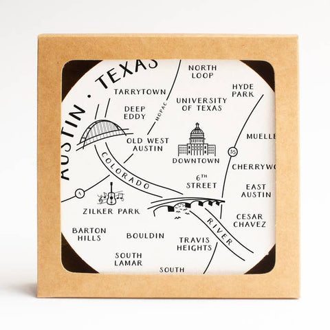 Texas City Neighborhoods Map Coaster Set