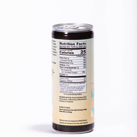 Nutrition facts label on a cylindrical container with a white background