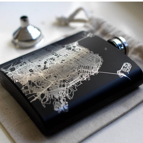 Topographic Map Hip Flask