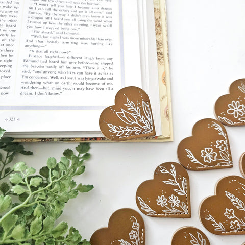 Leather Heart Bookmarks