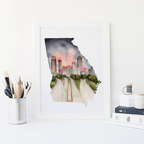 Atlanta Georgia Skyline Watercolor Print