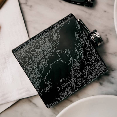 Topographic Map Hip Flask
