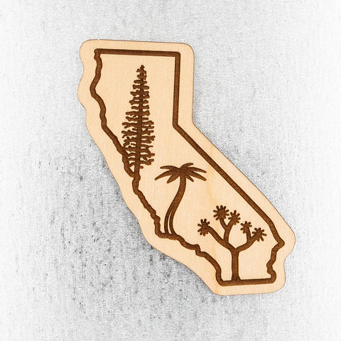 California Wood Magnets & Keychains