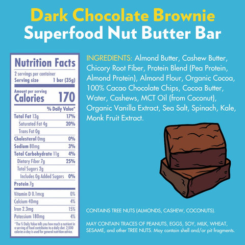 Dark Chocolate Brownie Superfood Nut Butter Bar