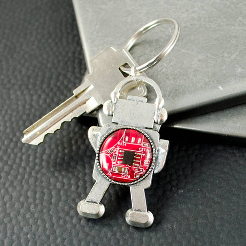 Recycled Circuit Robot Keychain