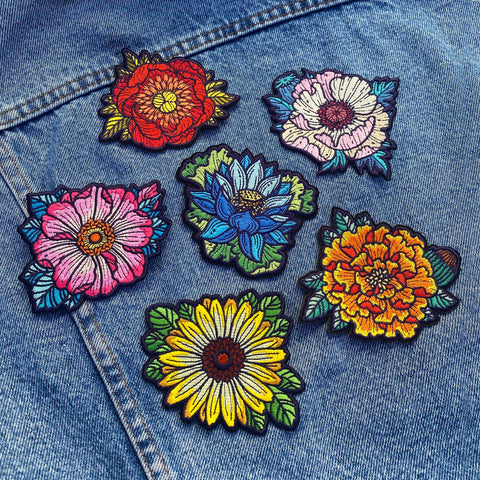 Floral Iron-On Embroidered Patches