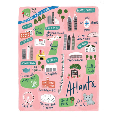 Atlanta Map Notecard & Print