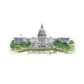 Illustration of the United States Capitol building with greenery.