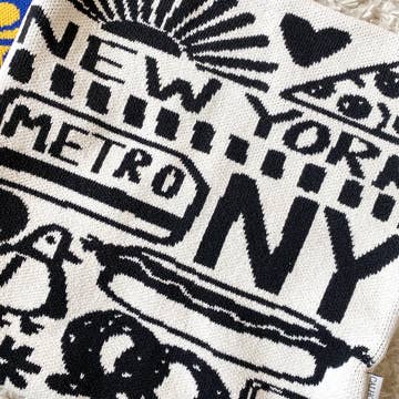 New York Knit Throw Pillow