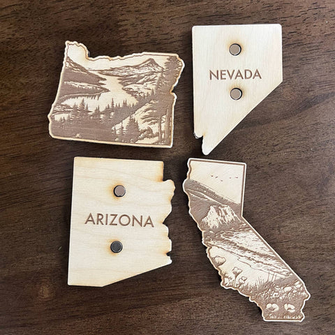 Nevada Etched Wood Magnets