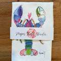 Colorful lobster illustration on a folded piece of paper with 'Paper Shelly Studio' label.