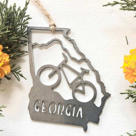 Georgia State Raw Steel Metal Ornament