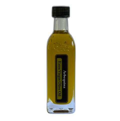 Bottle of Arbequina Extra Virgin Olive Oil on a white background
