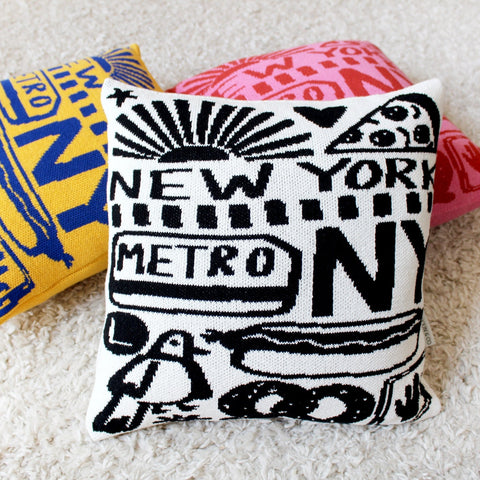 New York Knit Throw Pillow