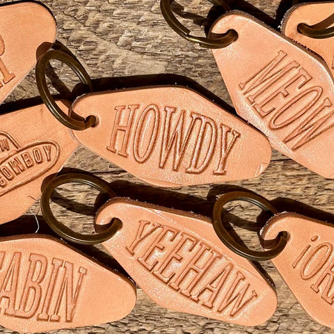 Custom Leather "Motel" Keychain