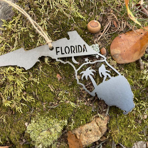 Georgia State Raw Steel Metal Ornament