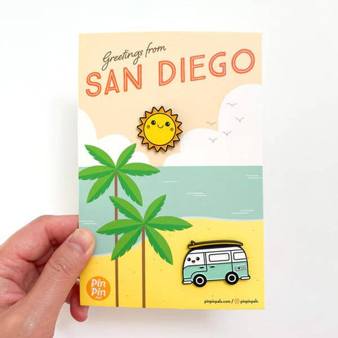 San Diego Postcard & Enamel Pin Set