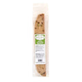 Packaged lemon pistachio biscotti with Bella's branding on a white background