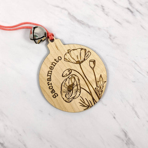 Wooden Poppy Ornament