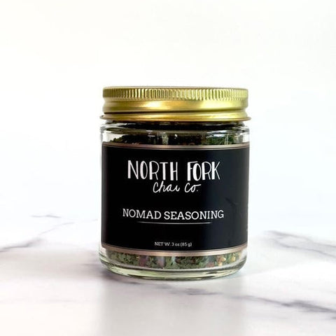 Jar of North Fork Chai Co. Nomad Seasoning on a white background