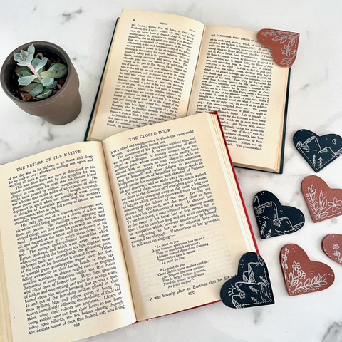Botanical Heart Leather Bookmarks