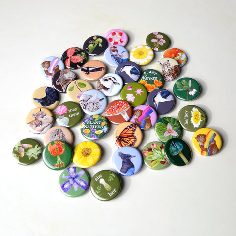 California Flora & Fauna Pinback Buttons