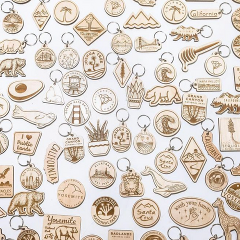 California Wood Magnets & Keychains