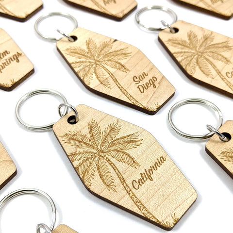 Custom Wood "Hotel" Keychain