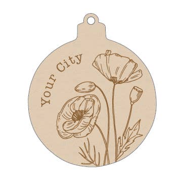 Wooden Poppy Ornament